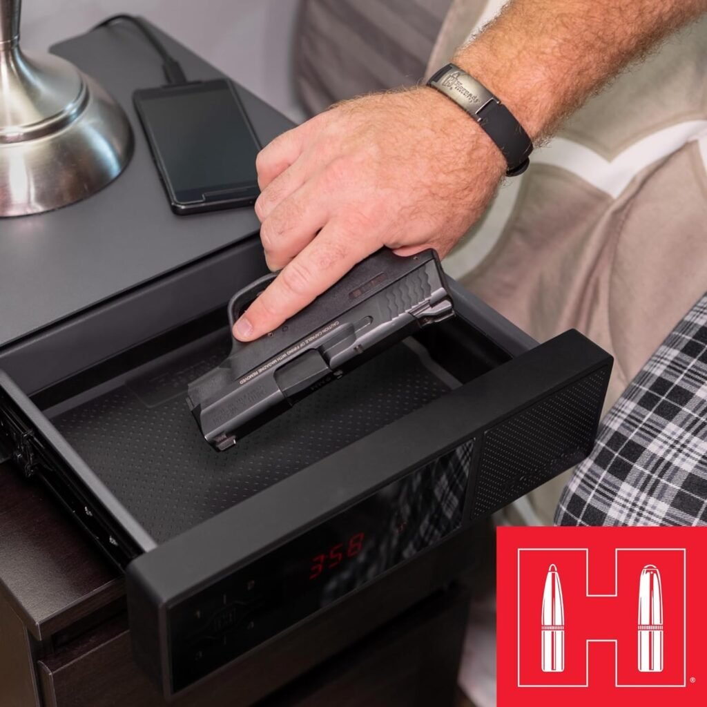 Hornady RAPiD Gun Safes with Instant RFiD Access to Guns and Valuables - Includes Rapid Safe for Firearms, RFiD Wristband, Key Fob, 2 Decals, 2 Barrel Keys and Security Cable