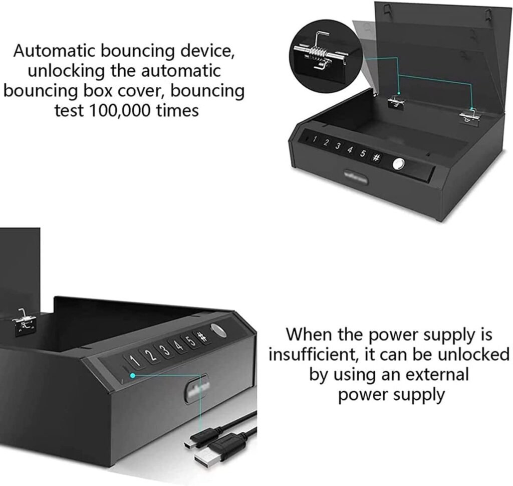 Gun Safe with Fingerprint Identification- Portable Gun Safe for Pistols, Biometric Handgun Safe With Keypad Pistol safe for Travel Nightstand Beside Home