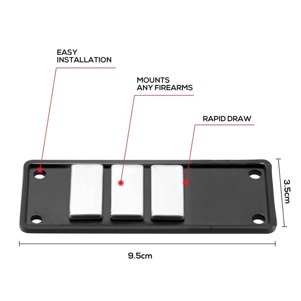 4-Pack Gun Magnet Magnetic Gun Mount Rubber Coated with Adhesive Backing and Screws 32 lb Rating