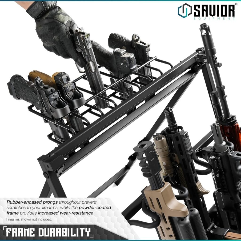 Savior Equipment Tactical 8-Pistols Rack Attachment for Shorty Rifle Rack Stand, Heavy-Duty Steel Frame, Fit Most Handguns  Revolvers w/Sight, Firearm Hanger Display Organizer