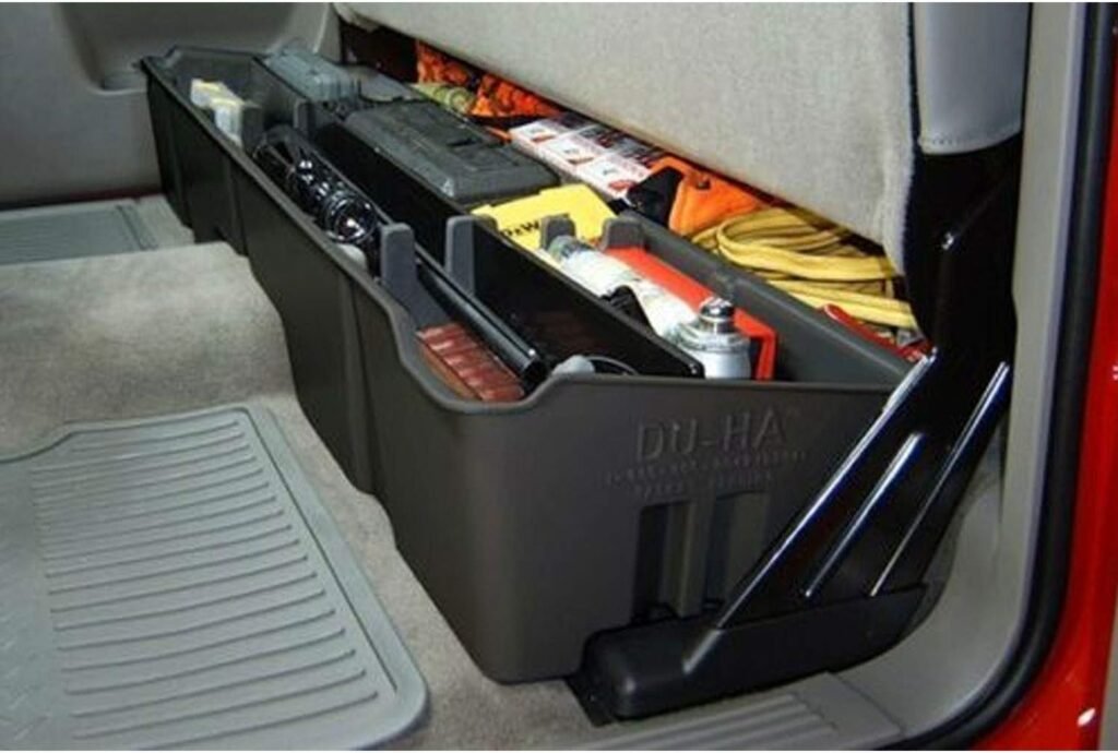 DU-HA Under Seat Storage fits 99-07 Chevy Silverado/GMC Sierra 1500 2500 3500 Extended Cab Classic | Dark Gray Heavy-Duty Back Seat Organizer | 10001